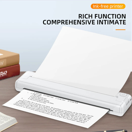 A4 Continuous Thermal Bluetooth Printer Wireless Maker PDF Webpage Contract Picture Printers Thermal Paper No Need Ink
